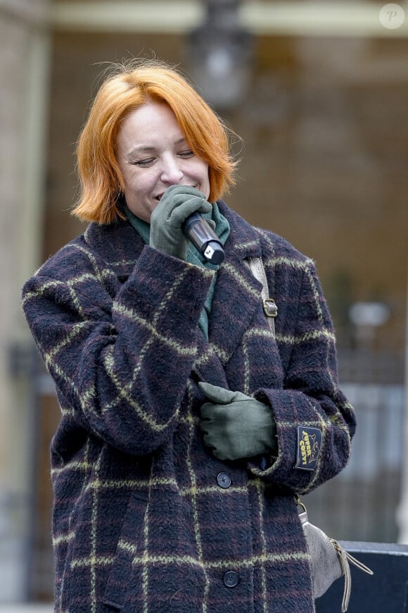 La chanteuse Natasha St-Pier fait ses balances avant la 35ème édition de l'opération pièces jaunes à Lyon le 10 janvier 2024. © Sandrine Thesillat / Panoramic / Bestimage