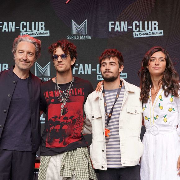 Mikaël Mittelstadt, Benjamin Baroche, Rebecca Benhamour, Clément Rémiens assistent à la séance du fan-club "Ici tout commence" lors du Series Mania Festival - Day Three le 28 août 2021 à Lille. Photo par ABACAPRESS.COM