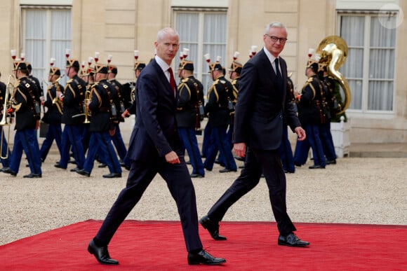 Franck Riester et Bruno Le Maire - Arrivée des invités au dîner d'Etat en l'honneur du président chinois Xi Jinping et de sa femme la Première Dame Peng Liyuan au palais présidentiel de l'Elysée à Paris, France, le 6 mai 2024. © Cyril Moreau/Bestimage