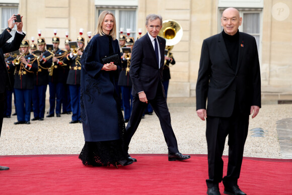 Delphine Arnault et son père Bernard Arnault, Jean Nouvel - Arrivée des invités au dîner d'Etat en l'honneur du président chinois Xi Jinping et de sa femme la Première Dame Peng Liyuan au palais présidentiel de l'Elysée à Paris, France, le 6 mai 2024. © Cyril Moreau/Bestimage