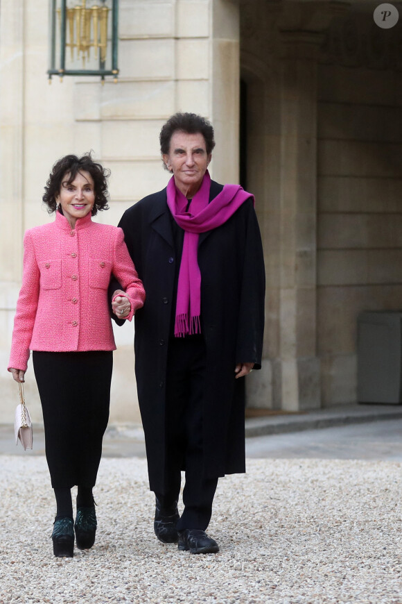 Monique Buczynski et Jack Lang - Arrivée des invités au dîner d'Etat en l'honneur du président chinois Xi Jinping et de sa femme la Première Dame Peng Liyuan au palais présidentiel de l'Elysée à Paris, France, le 6 mai 2024. © Stéphane Lemouton / Bestimage