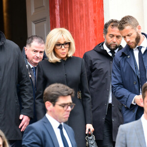 La Première Dame Brigitte Macron - Obsèques du journaliste et homme de lettres Bernard Pivot en l'église du christ à Quincié-en-Beaujolais, France, le 14 mai 2024. 