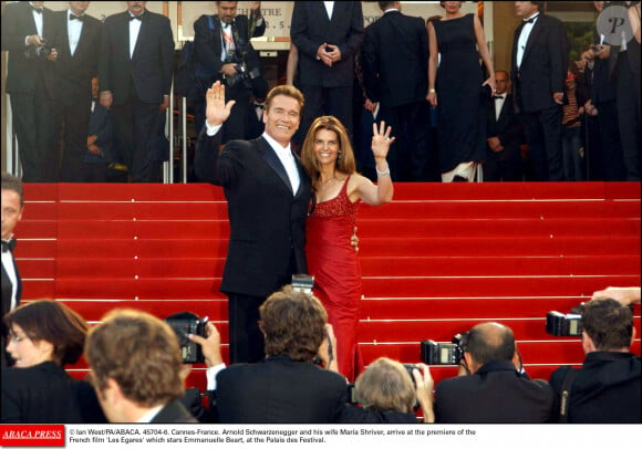 © Ian West/PA/ABACA. Cannes-France. Arnold Schwarzenegger et sa femme Maria Shriver arrivent à la première du film français 'Les Egares' avec Emmanuelle Beart, au Palais des Festivals.