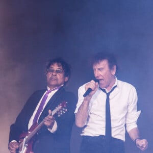 Alain Souchon et Laurent Voulzy lors du Festival des Vieilles Charrues, à Carhaix-Plouguer, France, le 16 juillet 2016. Photo par Kevin Niglaut/ABACAPRESS.COM