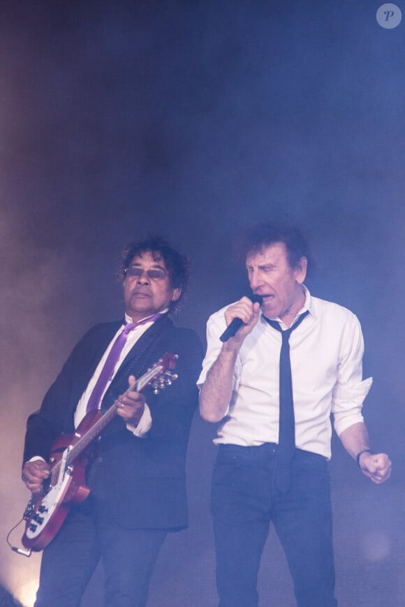 Alain Souchon et Laurent Voulzy lors du Festival des Vieilles Charrues, à Carhaix-Plouguer, France, le 16 juillet 2016. Photo par Kevin Niglaut/ABACAPRESS.COM