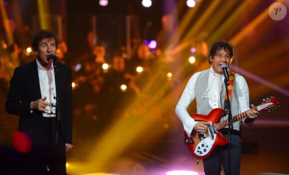 Laurent Voulzy et Alain Souchon lors de la 30e cérémonie des Victoires de la Musique qui s'est tenue au Zénith de Paris, le 13 février 2015. Photo par NIcolas Briquet/ABACAPRESS.COM