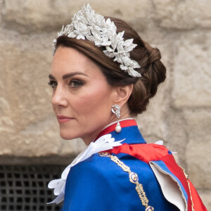 Kate Middleton a fait l'objet d'un portrait officiel.
Catherine (Kate) Middleton, princesse de Galles - Les invités arrivent à la cérémonie de couronnement du roi d'Angleterre à l'abbaye de Westminster de Londres, Royaume Uni. 