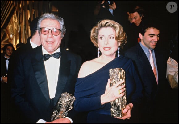 Catherine Deneuve et Marcello Mastroianni en 1993 aux César