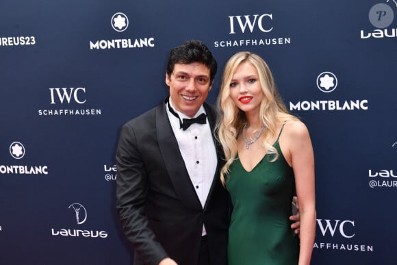 Taig Khris et sa compagne Théa Ros - Red Carpet de la cérémonie " 2023 Laureus World Sports Awards" à Paris le 8 mai 2023 . Veeren/Bestimage