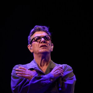 Exclusif - Marc Lavoine est en concert acoustique "piano - voix" avec son pianiste Alain Lanty, en plein air à la Citadelle à Saint-Tropez le 15 août 2023. © Cyril Moreau / Bestimage