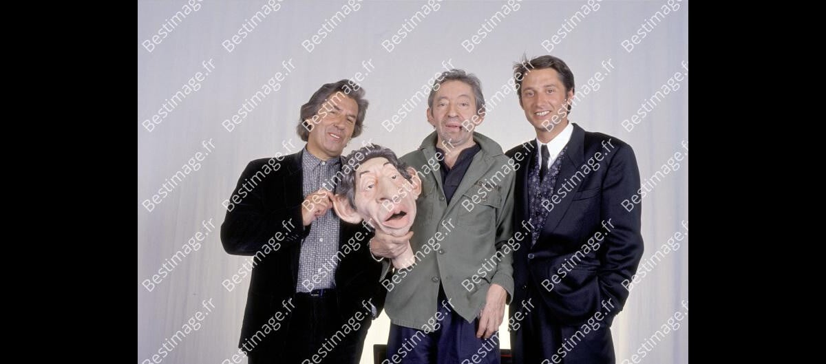 Photo Serge Gainsbourg avec Philippe Gildas et Antoine de Caunes Plateau de l