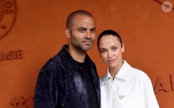 Tony Parker et sa compagne Agathe Teyssier au village lors des Internationaux de France de tennis de Roland Garros 2024 à Paris le 2 juin 2024. © Dominique Jacovides / Cyril Moreau / Bestimage