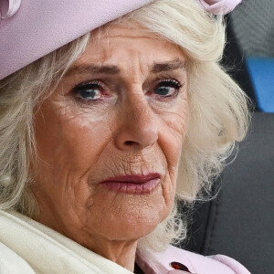 La reine consort Camilla Parker Bowles - La famille royale d'Angleterre lors des commémorations du 80ème anniversaire du débarquement (D-Day) à Portsmouth. Le 5 juin 2024 © Dylan Martinez / Pool / Bestimage 