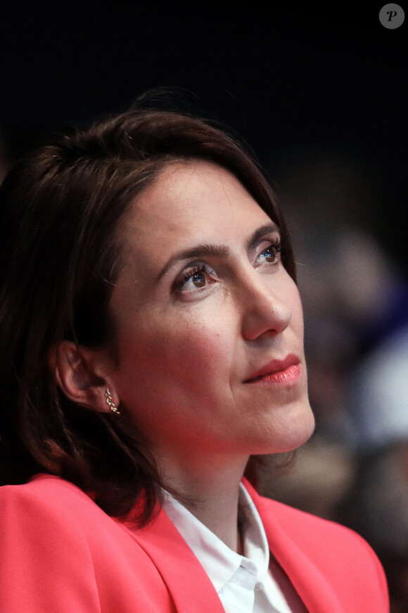 Valérie Hayer, tête de liste de la majorité Renaissance pour les élections européennes lors du meeting " Besoin d'Europe" à la maison de la mutualité, le 7 mai 2024. © Stéphane Lemouton / Bestimage