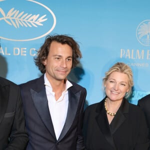 Patrick Cohen, Bertrand Chameroy, Anne-Elisabeth Lemoine, Pierre Lescure - Photocall du dîner d'ouverture du 77ème Festival International du Film de Cannes, au Carlton. Le 14 mai 2024 © Borde-Jacovides-Moreau / Bestimage