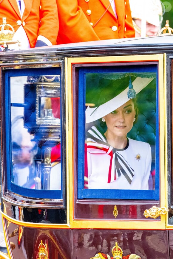 Catherine (Kate) Middleton, princesse de Galles - Les membres de la famille royale britannique lors de la parade Trooping the Color à Londres, Royaume Uni, le 15 juin 2024. © Backgrid USA/Bestimage 