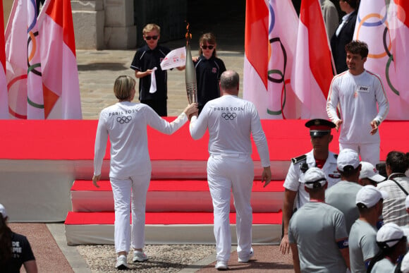 Arrivée de la flamme olympique à Monaco en présence de Charlene et Albert de Monaco. Photo dePascal Le Segretain/Pool/ABACAPRESS.COM