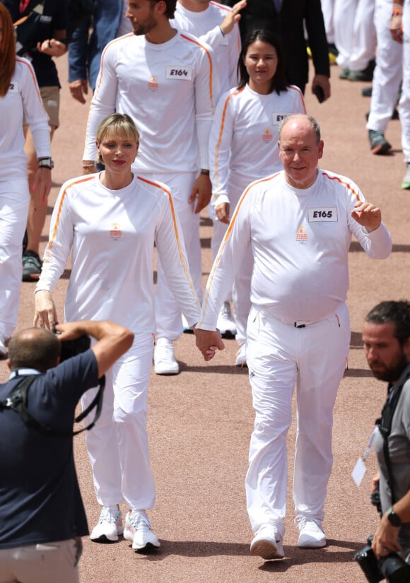 Arrivée de la flamme olympique à Monaco en présence de Charlene et Albert de Monaco. Photo de Pascal Le Segretain/Pool/ABACAPRESS.COM