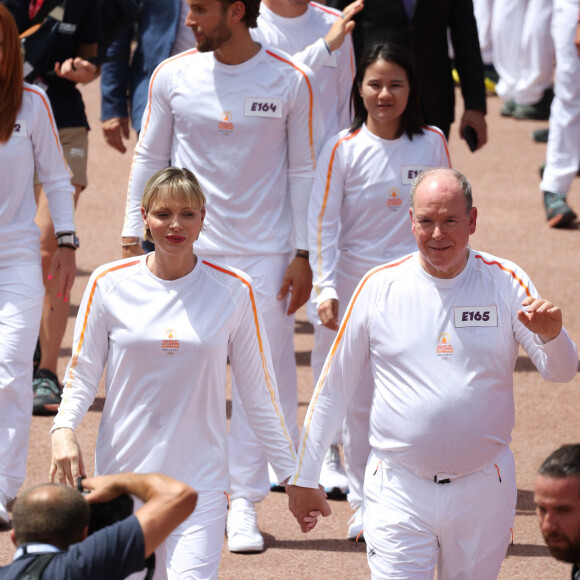 Arrivée de la flamme olympique à Monaco en présence de Charlene et Albert de Monaco. Photo de Pascal Le Segretain/Pool/ABACAPRESS.COM