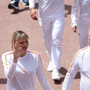 Arrivée de la flamme olympique à Monaco en présence de Charlene et Albert de Monaco. Photo de Pascal Le Segretain/Pool/ABACAPRESS.COM