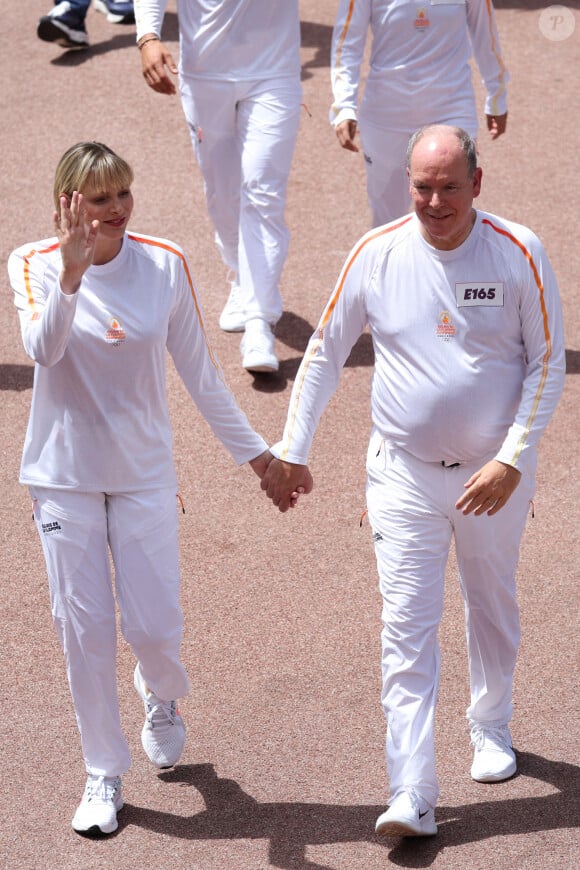 Arrivée de la flamme olympique à Monaco en présence de Charlene et Albert de Monaco. Photo de Pascal Le Segretain/Pool/ABACAPRESS.COM