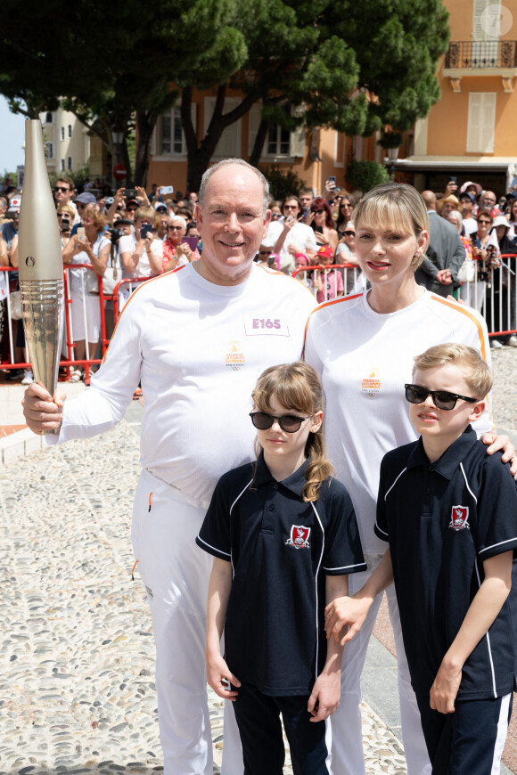 Arrivée de la flamme olympique à Monaco en présence de Charlene et Albert de Monaco. Photo de David Niviere/ABACAPRESS.COM