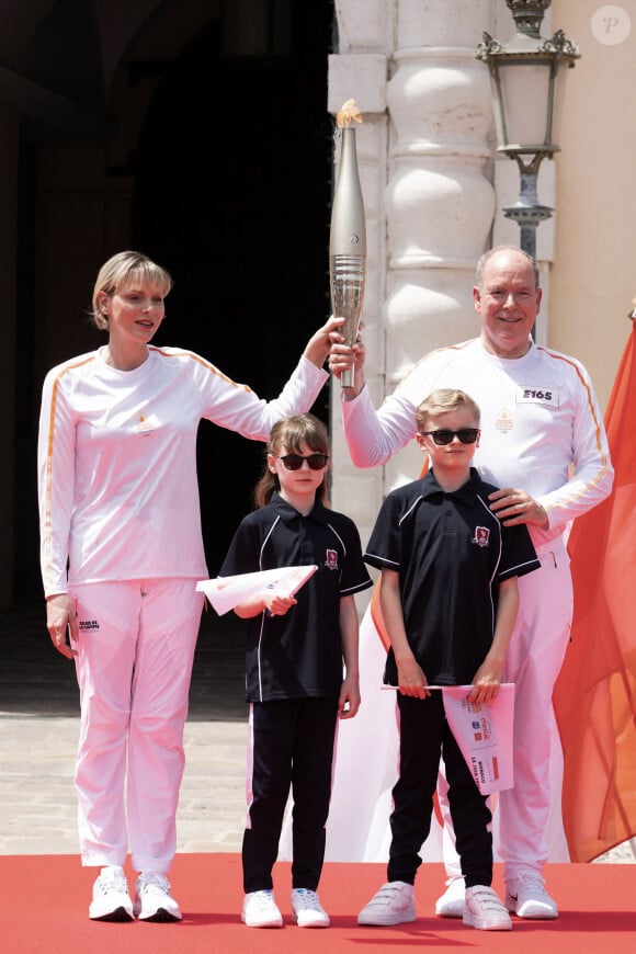 Arrivée de la flamme olympique à Monaco en présence de Charlene et Albert de Monaco. Photo de David Niviere/ABACAPRESS.COM