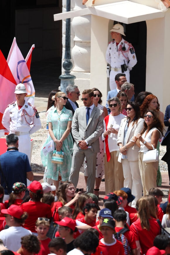 Beatrice Borromeo, Pierre Casiraghi, Caroline de Monaco, Melanie Antoinette de Massy lors de l'arrivée de la flamme olympique à Monaco en présence de Charlene et Albert de Monaco, le 18 juin 2024. Photo by Pascal Le Segretain/Pool/ABACAPRESS.COM