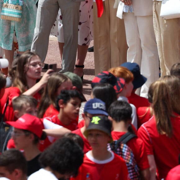 Beatrice Borromeo, Pierre Casiraghi, Caroline de Monaco, Melanie Antoinette de Massy lors de l'arrivée de la flamme olympique à Monaco en présence de Charlene et Albert de Monaco, le 18 juin 2024. Photo by Pascal Le Segretain/Pool/ABACAPRESS.COM