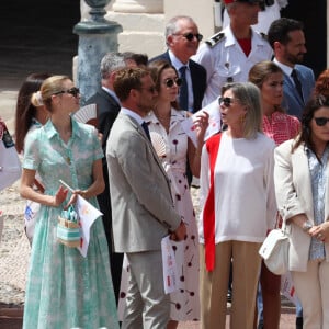 Beatrice Borromeo, Pierre Casiraghi, Caroline de Monaco, Melanie Antoinette de Massy lors de l'arrivée de la flamme olympique à Monaco en présence de Charlene et Albert de Monaco, le 18 juin 2024. Photo by Pascal Le Segretain/Pool/ABACAPRESS.COM