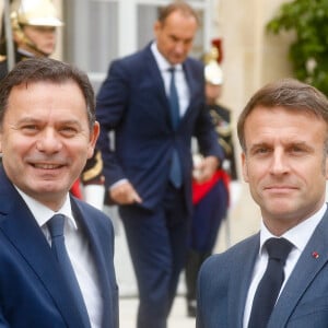 Emmanuel Macron, le président de la République française, et Luis Montenegro, Premier ministre du Portugal - Le président de la République française E.Macron reçoit L.Montenegro, Premier ministre du Portugal, pour un déjeuner de travail au Palais de l’Elysée à Paris, le 19 juin 2024. © Christophe Clovis / Bestimage