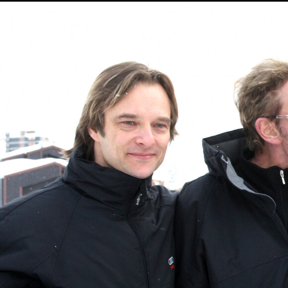 David, Johnny et Laeticia à Val d'Isère.