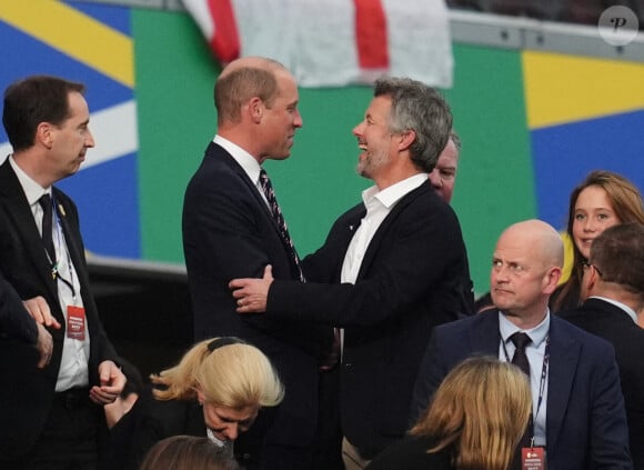 Le prince de Galles et le roi Frederik X du Danemark dans les tribunes après le match de l'UEFA Euro 2024 à la Frankfurt Arena à Francfort, lee 20 juin 2024. Adam Davy/PA Wire/ABACAPRESS.COM