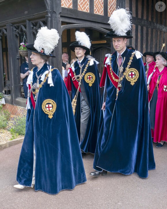 Le prince William, prince de Galles, la princesse Anne, Le prince Edward, duc d'Edimbourg - La famille royale d'Angleterre lors du Service de l'Ordre de la Jarretière au Château de Windsor le 17 juin 2024.