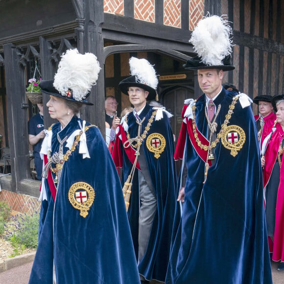 Le prince William, prince de Galles, la princesse Anne, Le prince Edward, duc d'Edimbourg - La famille royale d'Angleterre lors du Service de l'Ordre de la Jarretière au Château de Windsor le 17 juin 2024.