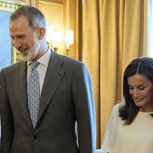 Letizia d'Espagne, Felipe d'Espagne - Réception du président de la Motion Picture Association, Charles H. Rivkin, en voyage en Espagne pour la première fois pour la cérémonie des MPA Awards. 27 juin 2024, Palais de la Zarzuela, Madrid.