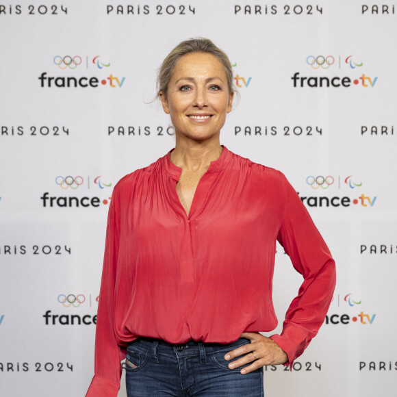 Anne Sophie Lapix lors de la présentation des journalistes et chroniqueurs de France Télévisions pour les Jeux Olympiques 2024 au musée de l'Homme à Paris, le 11 juin 2024. © Pierre Perusseau / Bestimage