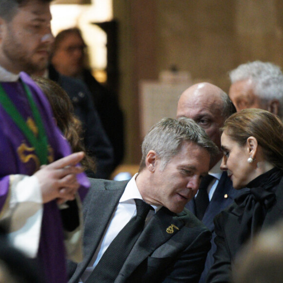 Le prince Dimitri de Yougoslavie, Le prince Emmanuel-Philibert de Savoie, La princesse Clotilde Courau de Savoie, La princesse Vittoria de Savoie - La cérémonie funéraire de Victor Emmanuel de Savoie, fils du dernier roi d'Italie, en la cathédrale Saint-Jean-Baptiste de Turin, le 10 février 2024.