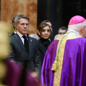 Le prince Emmanuel-Philibert de Savoie, La princesse Clotilde Courau de Savoie - La cérémonie funéraire de Victor Emmanuel de Savoie, fils du dernier roi d'Italie, en la cathédrale Saint-Jean-Baptiste de Turin, le 10 février 2024.