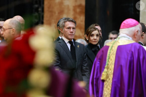 Le prince Emmanuel-Philibert de Savoie, La princesse Clotilde Courau de Savoie - La cérémonie funéraire de Victor Emmanuel de Savoie, fils du dernier roi d'Italie, en la cathédrale Saint-Jean-Baptiste de Turin, le 10 février 2024.