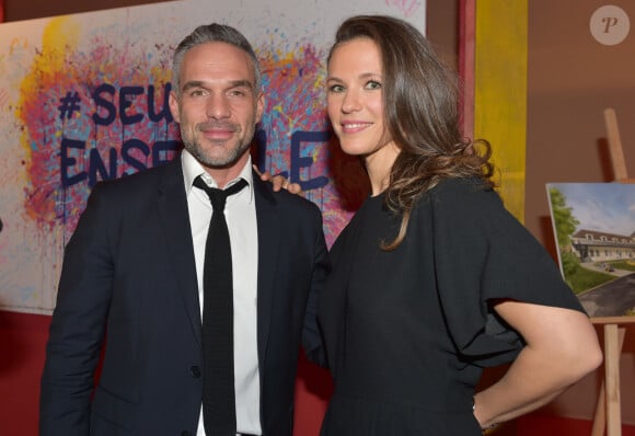 Philippe Bas et Lorie à la soirée de présentation du clip du collectif "Seul Ensemble" au profit de la Maison des parents de l'hôpital Margency au Cirque Phénix de Paris le 12 décembre 2016