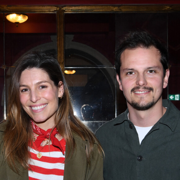 Exclusif - Laury Thilleman (Miss France 2011) et son mari Juan Arbelaez - Générale du chanteur Amir Haddad, seul-en-scène dans la pièce "Sélectionné" mise en scène par S. Suissa au théâtre Edouard VII à Paris le 28 mars 2022. © Rachid Bellak/Bestimage