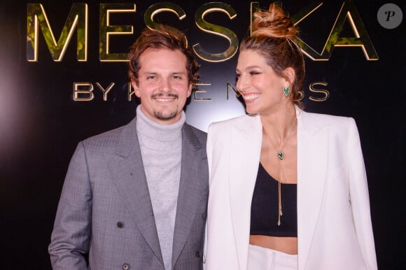 Juan Arbelaez et sa femme Laury Thilleman lors de la soirée de présentation de la collection Messika by Kate Moss à l'hôtel Ritz à Paris le 3 octobre 2021. © Rachid Bellak / Bestimage