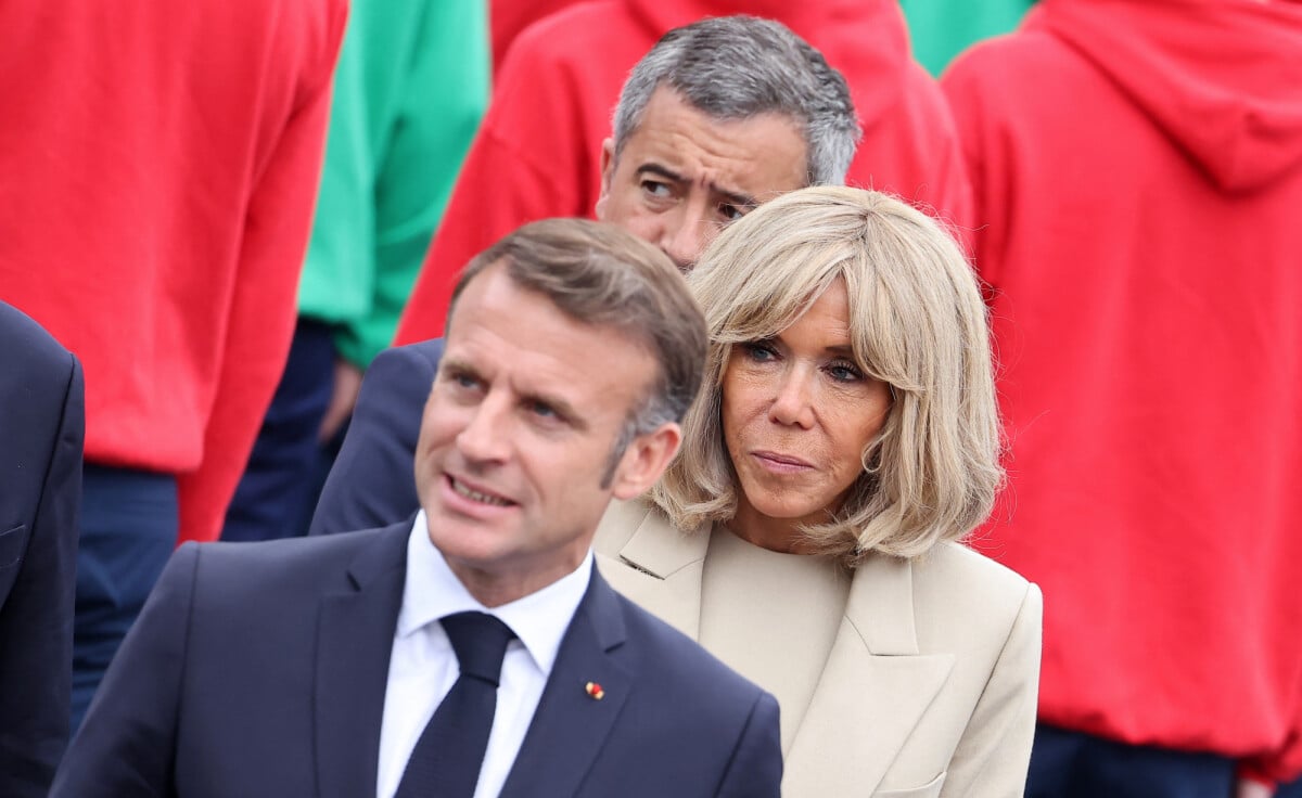 Photo : Le Président de la République française Emmanuel Macron et sa ...