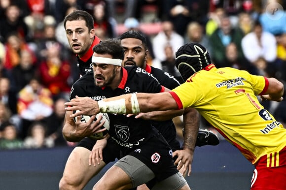 Une décision qui intervient après les propos racistes tenus dans une vidéo
Melvyn Jaminet (st) Match de rugby du Top14 opposant le Stade Toulousain Rugby (Toulouse) and USA Perpignan (43-34)au stade Ernest-Wallon stadium à Toulouse, France, le 11 novembre 2023. © Thierry Breton/Panoramic/Bestimage 