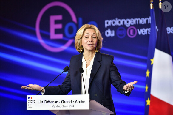 Valérie Pécresse à l'inauguration de l'extension du RER E, à la Défense , le 3 mai 2024. © Firas Abdullah/Pool/Bestimage