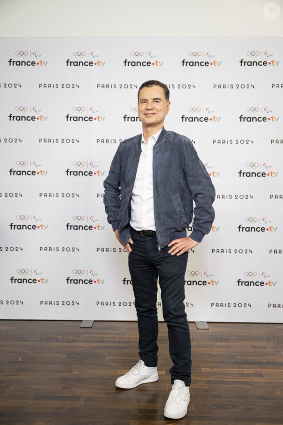 Laurent Luyat lors de la présentation des journalistes et chroniqueurs de France Télévisions pour les Jeux Olympiques 2024 au musée de l'Homme à Paris, le 11 juin 2024. © Pierre Perusseau / Bestimage