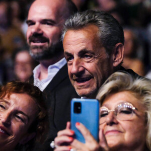 Nicolas Sarkozy assiste au concert acoustique de Carla Bruni le dimanche 28 juillet au Conde Duque. Madrid, Espagne.