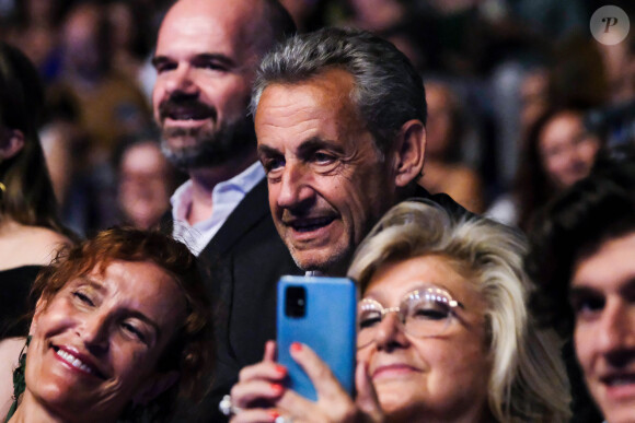 Nicolas Sarkozy assiste au concert acoustique de Carla Bruni le dimanche 28 juillet au Conde Duque. Madrid, Espagne.