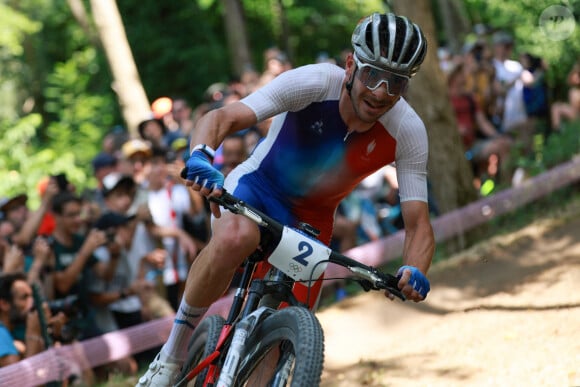 Victor Koretzky lors de l'épreuve de VTT cross country à Elancourt le 29 juillet 2024 lors des JO de Paris 2024. Photo: Jan Woitas/DPA/ABACAPRESS.COM